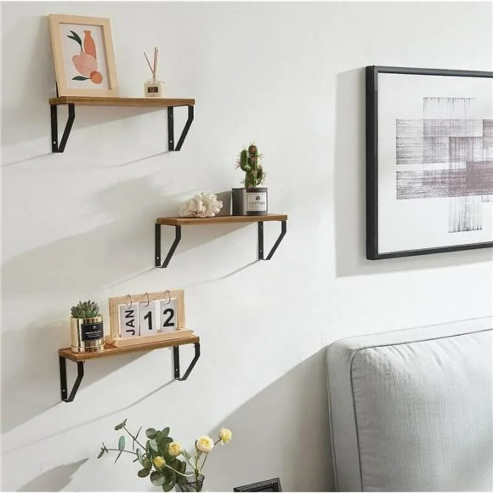 Floating Wall Shelves for Bedroom/Bathroom, Set of 3, Hanging Shelf